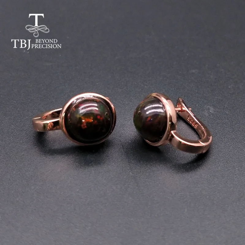 TBJ, серебро 925 пробы, розовый цвет, маленькая застежка, серьги в горошек с натуральным цветным опалом, драгоценный камень, простой стиль, ювелирные изделия для девочек