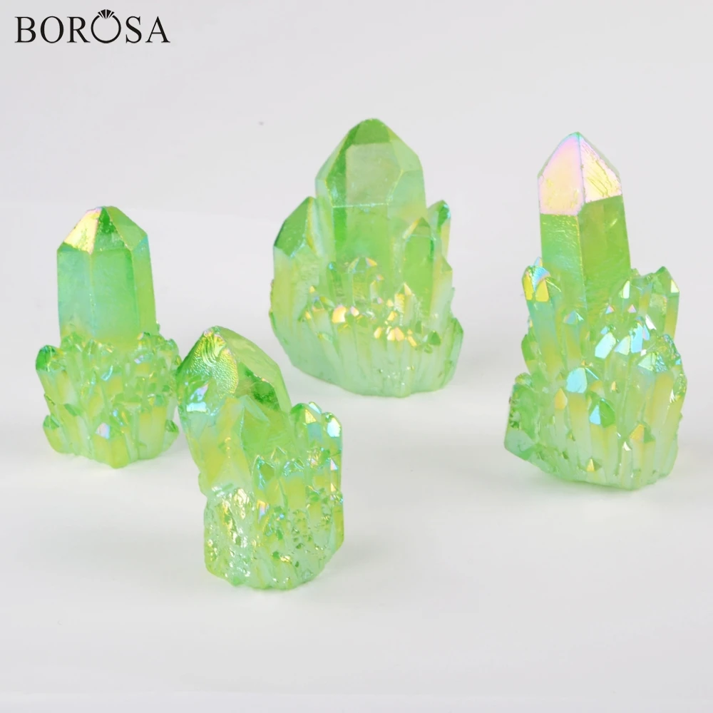 BOROSA 5 шт. оптовая продажа радужные гальванические аура кварцевые титановые