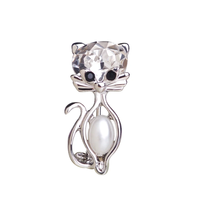 Броши-кошки из жемчуга и циркона свадебные ювелирные изделия аксессуары для