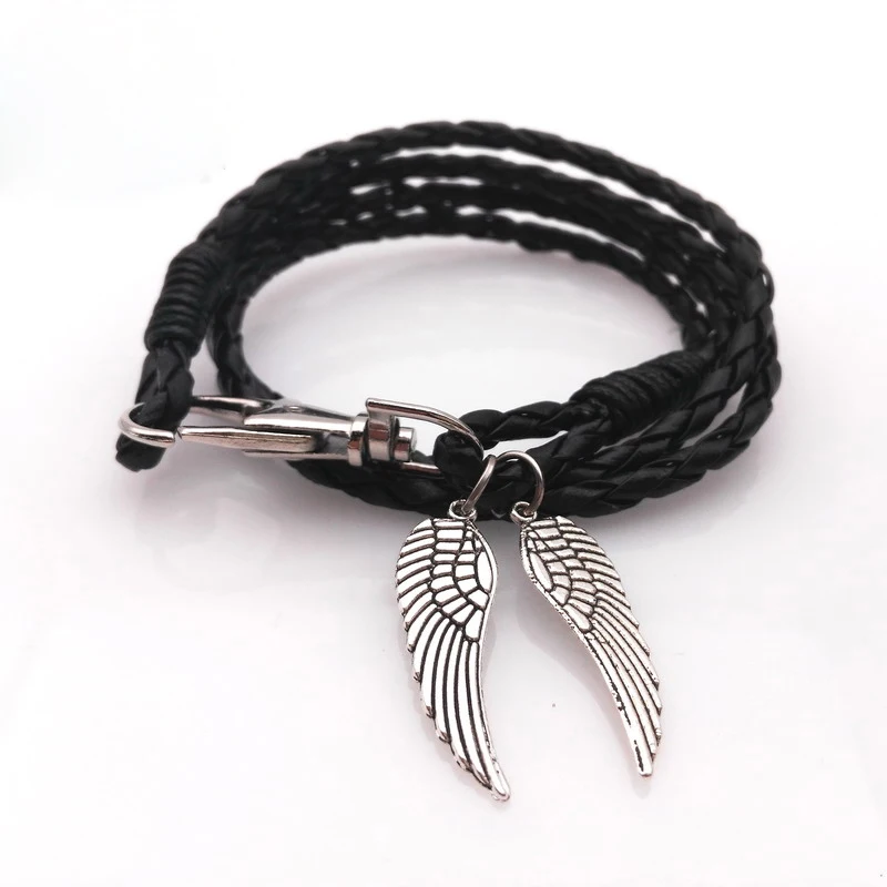 Новый дизайн 2019 многослойный плетеный кожаный браслет ручной работы с крыльями и