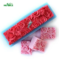 rose flower silicone loaf soap mold rectangular embossed decoration mould diy handmade tool