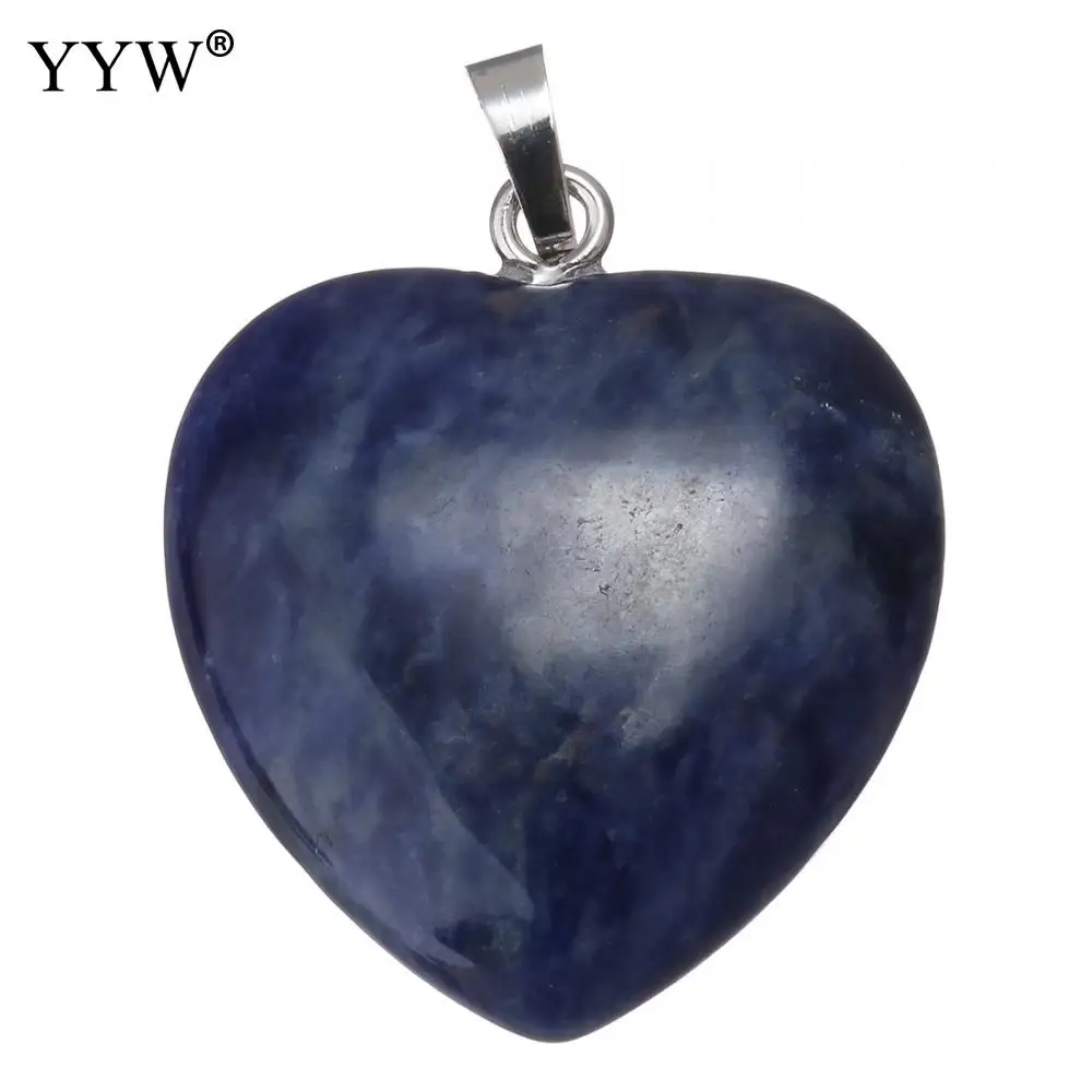 sodalite Натуральный кристалл любовь подвески в форме сердца для любовника драгоценный камень каменный розовый кварц тигровый глаз лазурит заживляющий Шарм Подвески ювелирные изделия - Окраска металла: sodalite