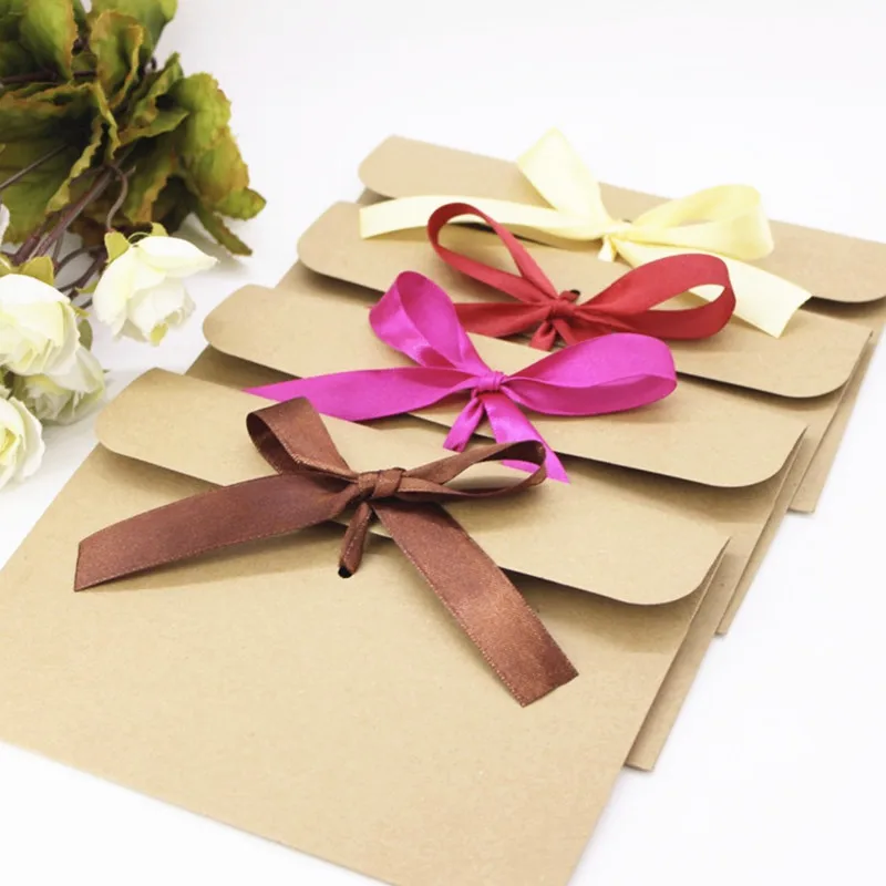 

50pcs Vintage Kraft Paper CD Paper Envelopes DVD Papar Case Bag Gift Bag CD Paper Storage Bags Cover Holding 1CD Envelope+ribbon