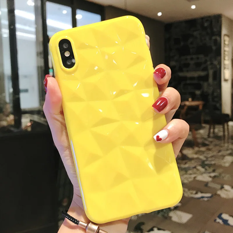 AC2846 Yellow USLION карамельный цвет чехол для телефона для iPhone 7 6 6S 8 Plus 3D Алмазный Узор прозрачный чехол Капа для iPhone XS Max XR X Мягкий ТПУ чехол s - Цвет: AC2846 Yellow