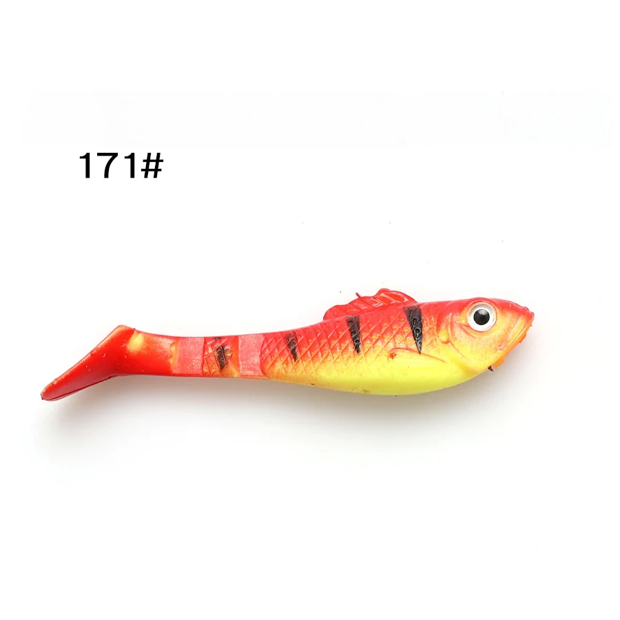 W.P.E 5pcs/pack 80mm Soft Lure Swimbaits 3D eyes Bionic Fishing Lure Shake Silicone Soft Body Lure Wobblers Fishing Tackle - Цвет: 171