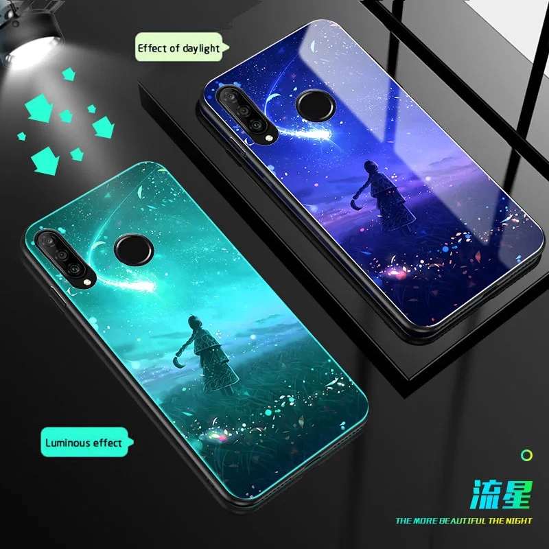 Светящийся стеклянный чехол для телефона s для huawei mate 30 30Pro, задняя крышка для huawei P30 pro P30 Lite, чехол из закаленного стекла