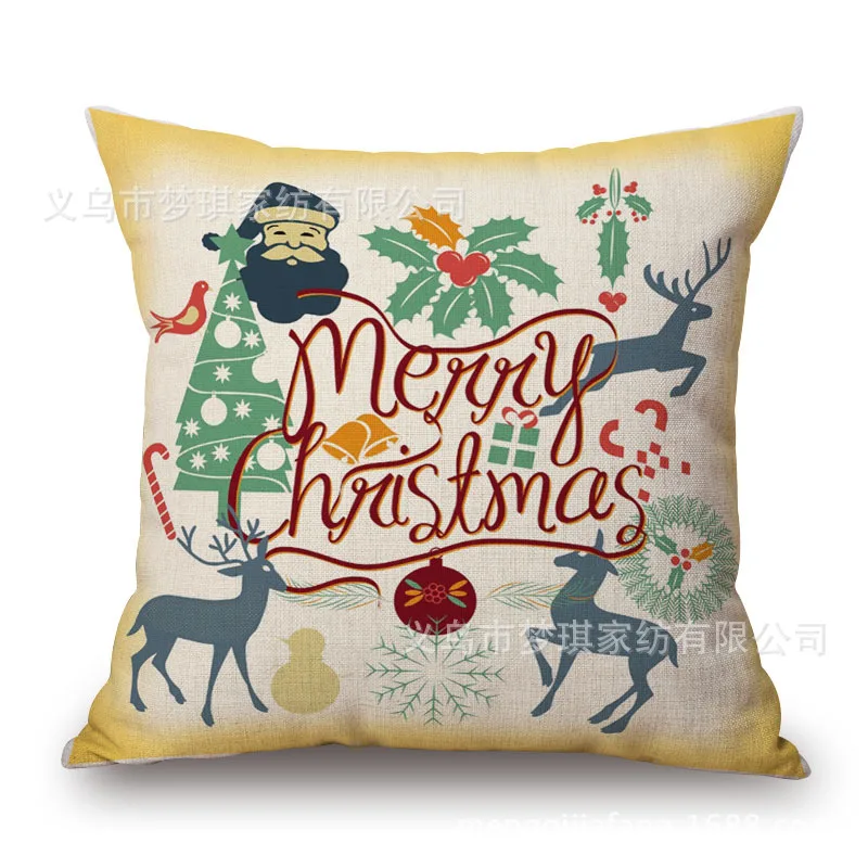 Чехол для подушки с рождественским оленем 45*45 см толстые фунты хлопка и льна