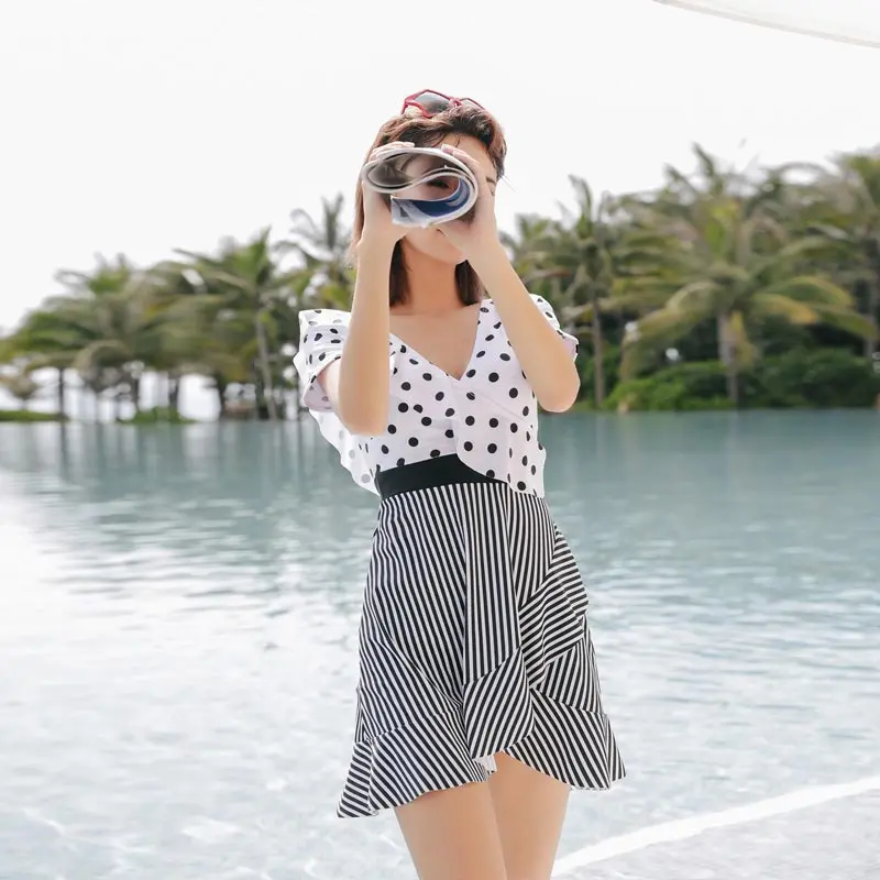 Новинка 2019 слитный купальник сексуальный в горошек женский купальный костюм