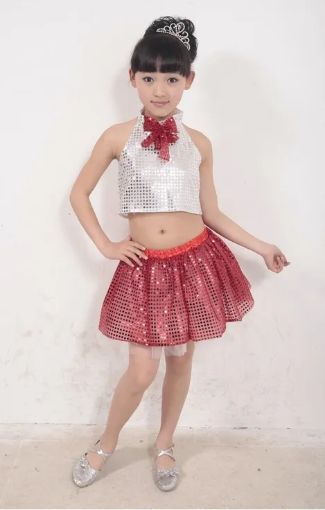 Бесплатная доставка Детские красные синие серебристые вечерние танцевальные