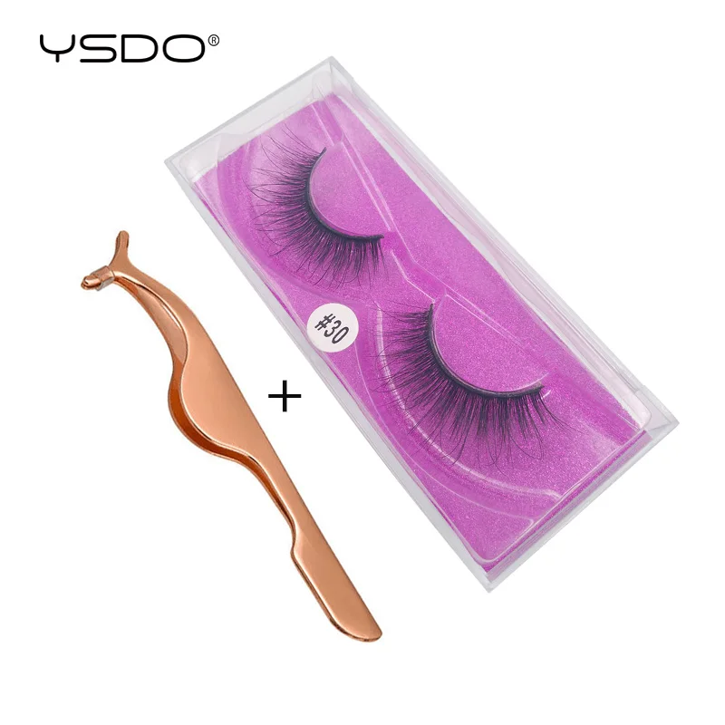 Ресницы норковые YSDO 1 пара + Пинцет для ресниц натуральные длинные накладные