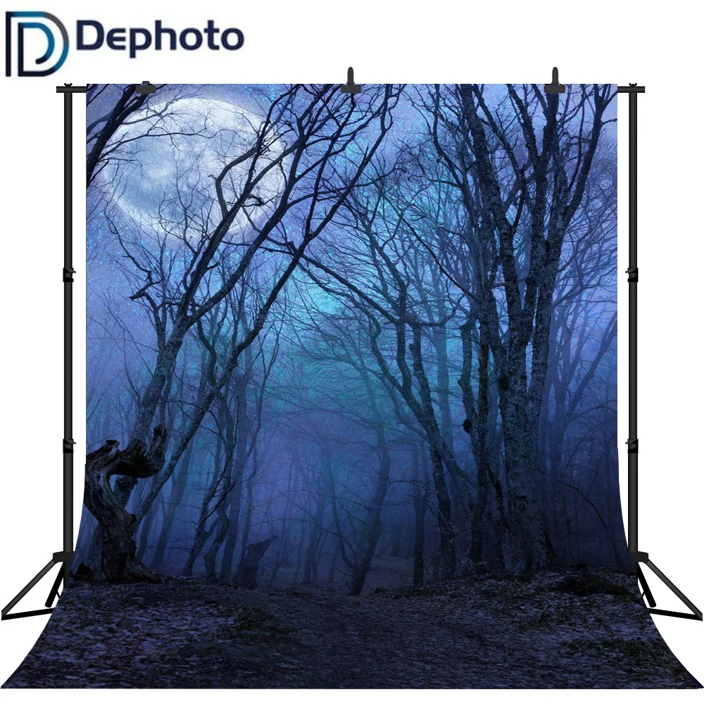 Dephoto фотография Фон Темный Таинственный лес туманный Хэллоуин тематический фон