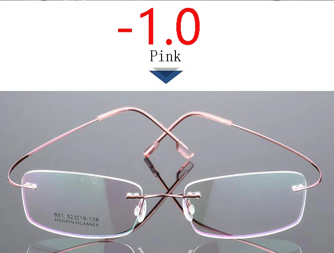 Myopia 100 Покрытие сверхэластичные бескаркасные очки для близорукости для мужчин и женщин без оправы Сверхлегкая оправа Очки для близорукости 100~ 400 градусов - Цвет оправы: Myopia 100