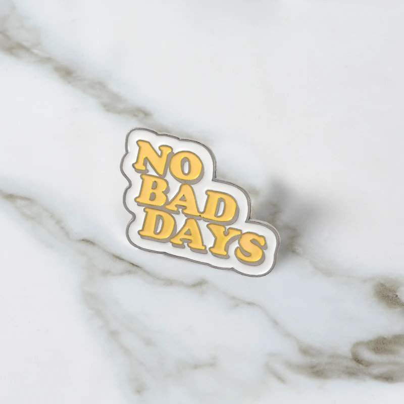 

Yellow custom pin letters Quote sign brooches Backpack Bags Hats Leather jeckets Decoration Accessories Good things jewelry