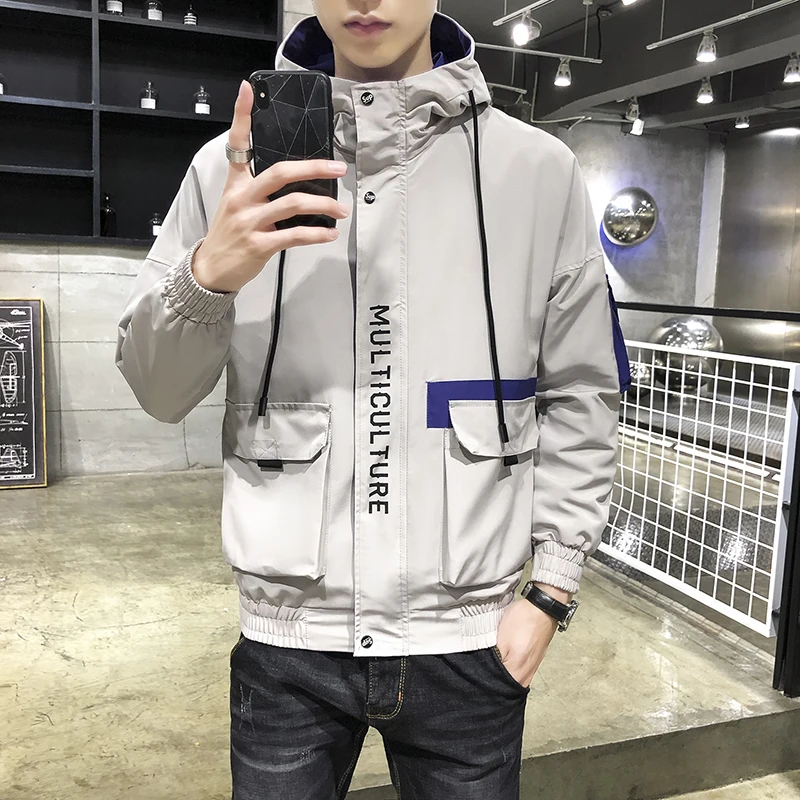 Прямая доставка Новинка 2019 года сезон осень модная мужская куртка с капюшоном в