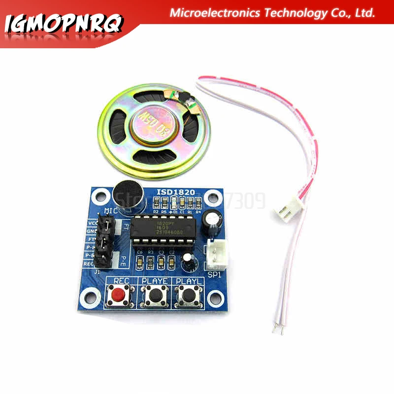 1pcs ISD1820 recording module voice module voice board telediphone module board with Microphones + Loudspeaker
