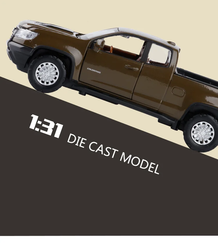 1:31 Chevrolet Colorado pick up сплав Diecasts транспортные средства модель автомобиля SUV со звуком светильник вытяните назад автомобиль игрушки для детей Подарки