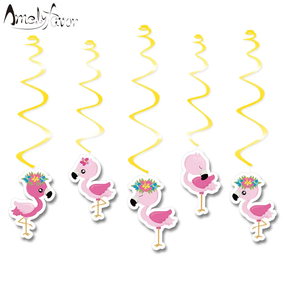 

Flamingo Theme Animal Ceiling Hanging Swirl Decorations Cutout Party Decorations Supplies Baby Showr Event Party Supplies