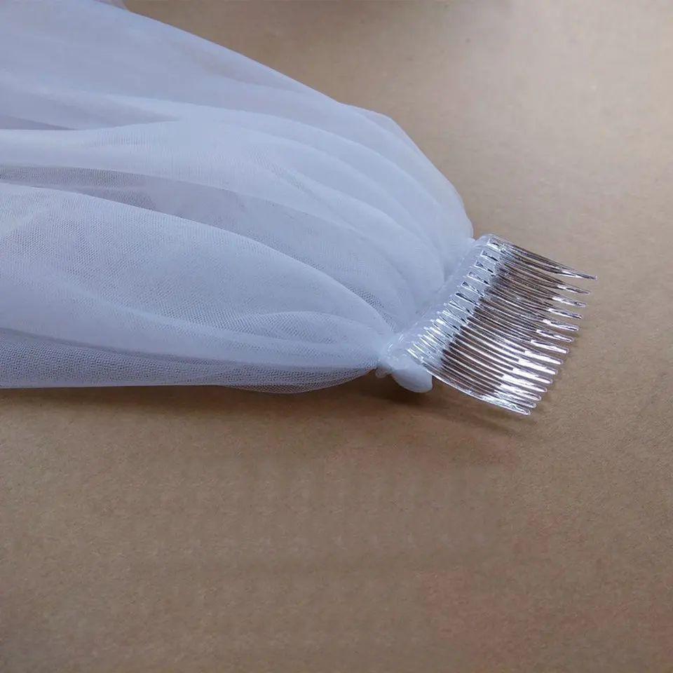 Elegant White veiling Two Layers Veils Soft Tulle Short Bride Veil Ivory 75cm Long Veil For Wedding Accessories With Comb