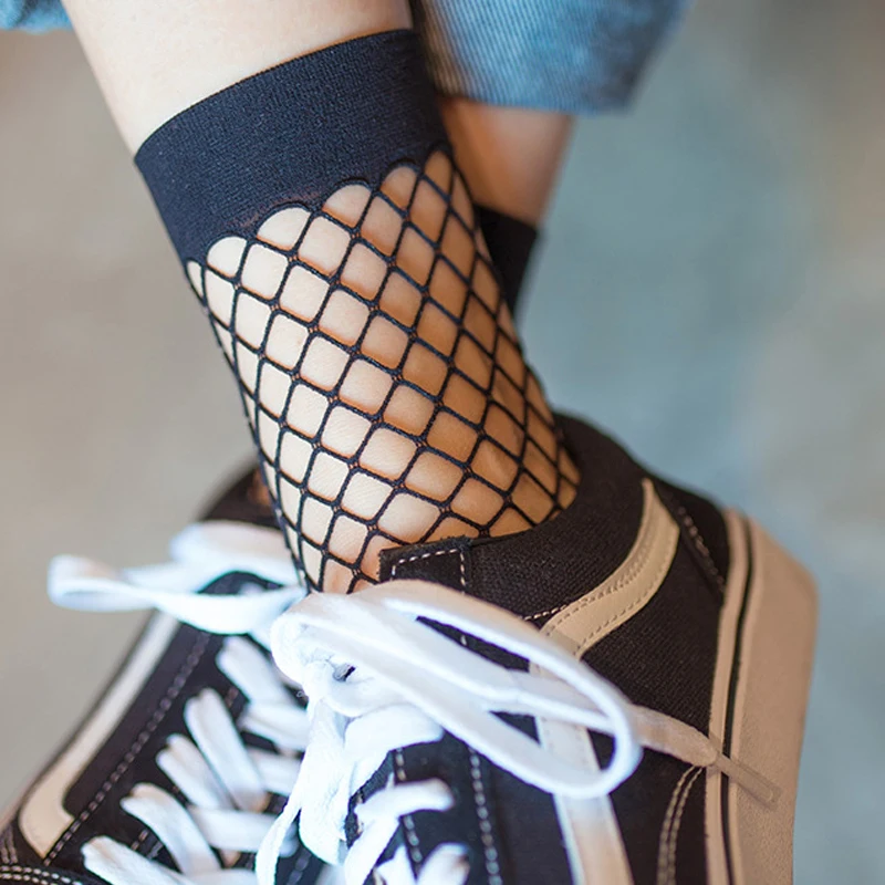 2 pairs Mesh femme Sexy Meia Sokken In The Net Fishnet Sock Kapron Paragraph Hollow Ankle Women's Socks Meias Calcetines