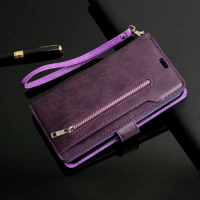 Многофункциональный кожаный кошелек на молнии Card Case для iPhone 5 5S SE 6 6S 7 8 Plus X XR XS Max чехол Обложка Flip Стенд на Коке