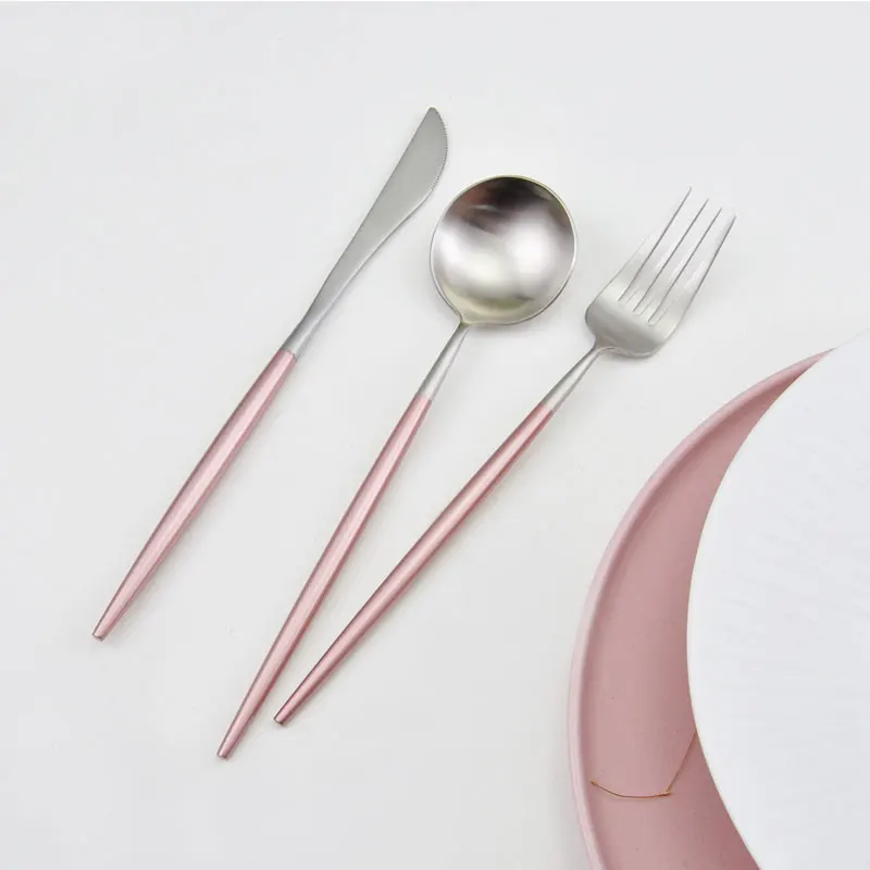 Шикарный набор посуды из розового золота и серебра 304 нержавеющая сталь с