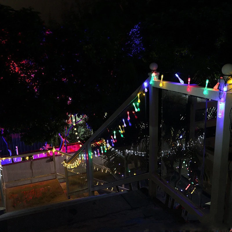 1 шт. 30LED капли воды красочный теплый белый Солнечный свет гирлянда декоративный