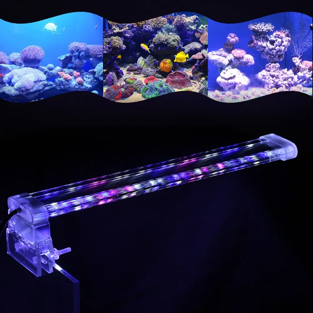 Аквариумная светодиодный ная лампа 28 см 3 цвета Зажимная с высосветильник щением