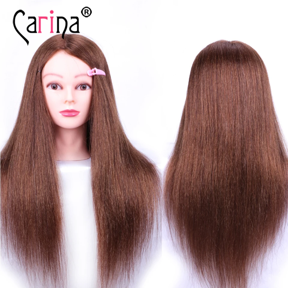 60 см 100% человеческие волосы манекен голова с натуральными волосами