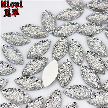 Clear Micui 100 шт 7*15 мм кристалл смолы стразы конский глаз кристаллы Камни аппликация без горячей фиксации для поделок одежды MC786 - Цвет: Clear