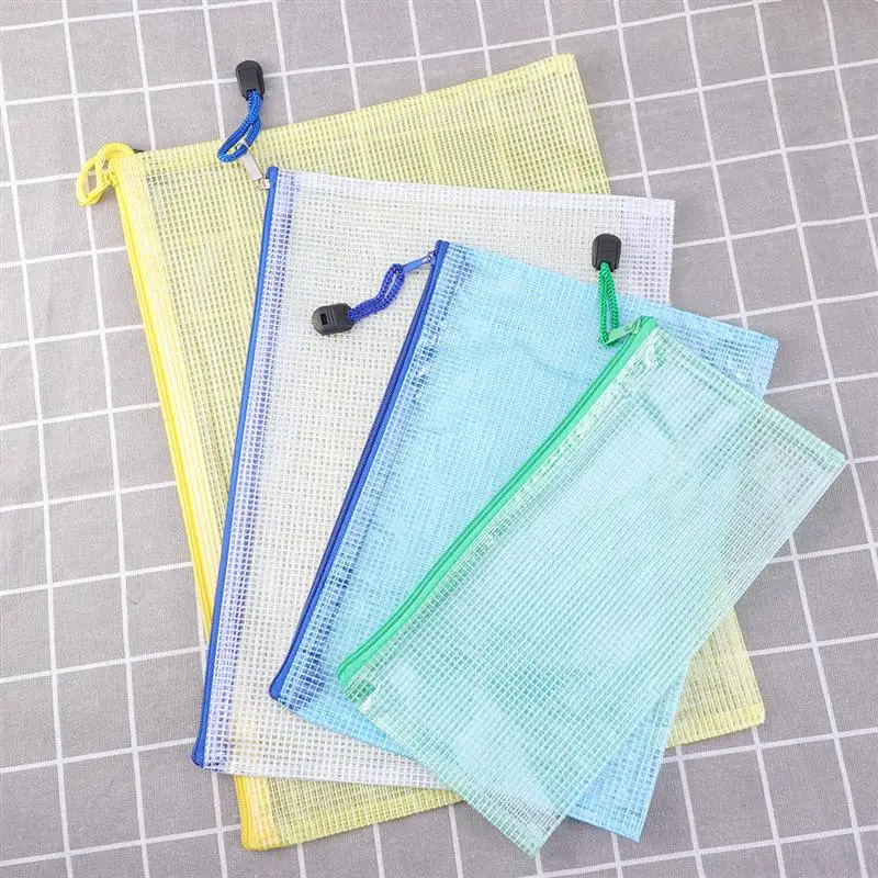 12 шт. сумки на молнии для файлов Контрактная сумка хранения прозрачные сетчатые