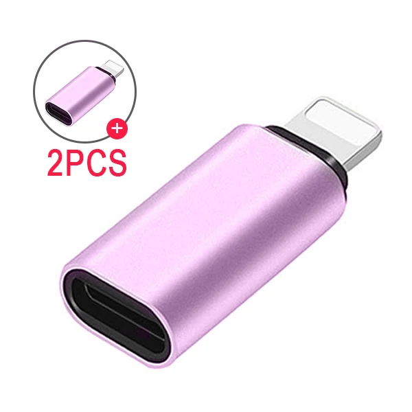 2PC Pink ACCEZZ 2 шт. USB адаптер типа OTG C до 8 Pin для Apple iphone X XS XR 8 7 Plus 10 освещение Синхронизация данных Быстрая зарядка конвертер - Цвет: 2PC Pink
