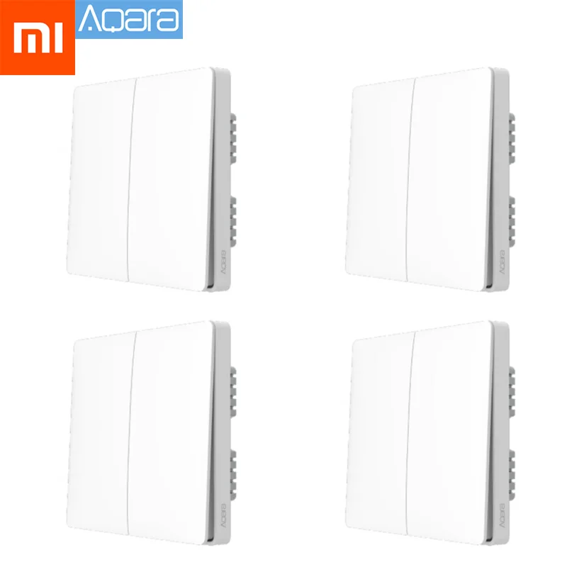 Double Key 4 Pcs Настенный выключатель Xiaomi Aqara, умный светильник с управлением, версия ZigBee, беспроводное подключение, управление одним ключом, приложение, пульт дистанционного управления, комплект для умного дома - Цвет: Double Key 4 Pcs