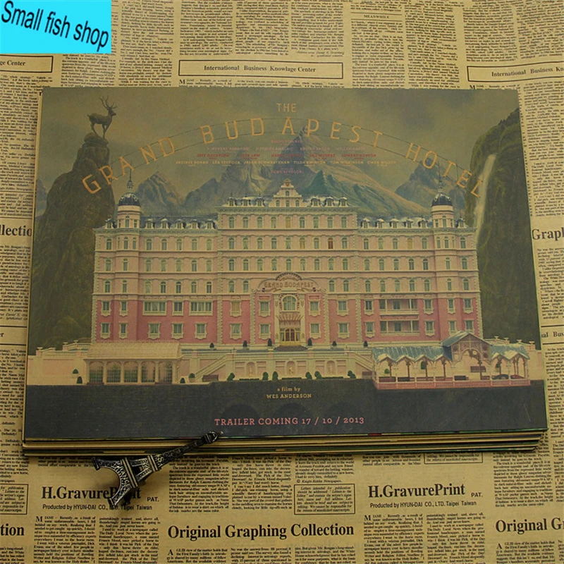Украшение для дома в стиле Гранд Будапешт ретро постер из крафт фильма с рисунком