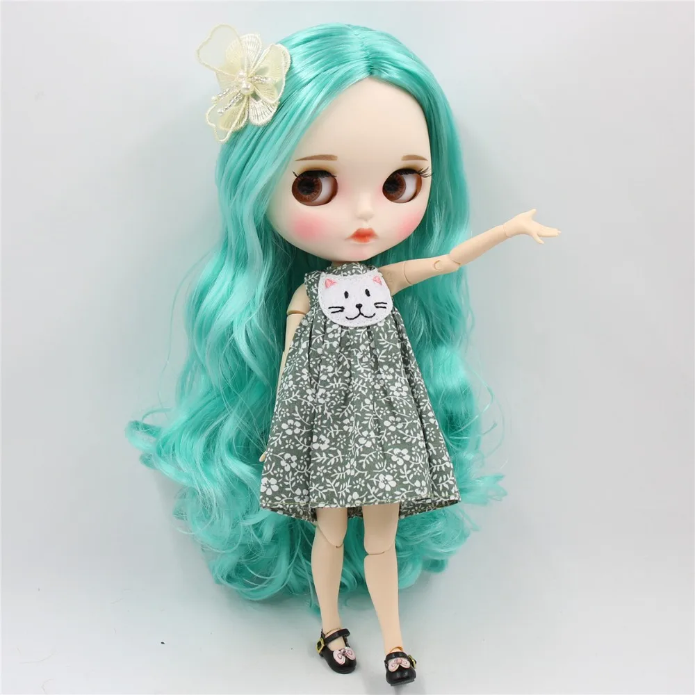 

ICY DBS Blyth doll 1/6 bjd articulated doll white skin joint body mint hair matte face eyebrows customized face 30cm