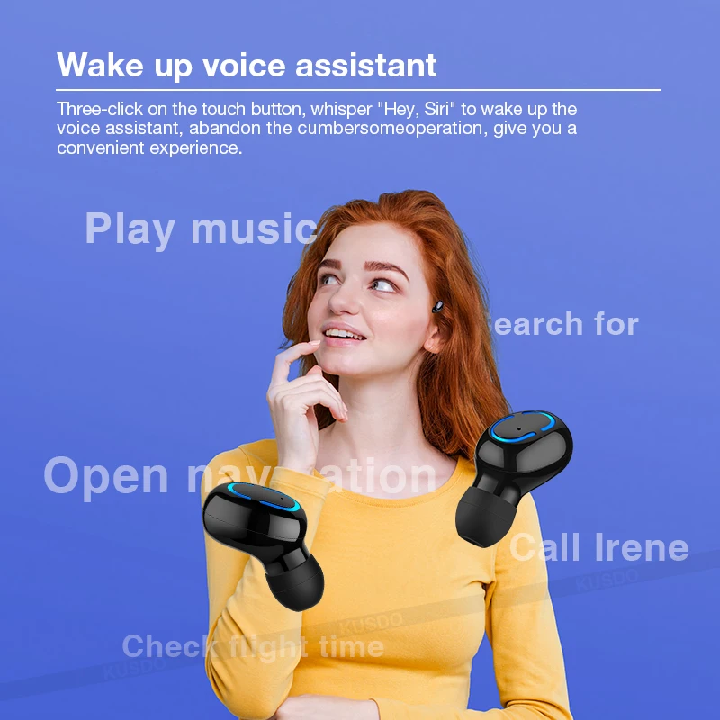 KUSDO Bluetooth наушники беспроводные наушники tws стерео спортивные игровые гарнитуры громкой связи для всех смартфонов Xiaomi iPhone