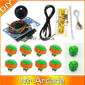 Джойстик DIY комплект Нулевая задержка игровой DIY USB энкодер для ПК Sanwa OBSN-30 кнопка и JLF-TP-8YT - Цвет: Зеленый