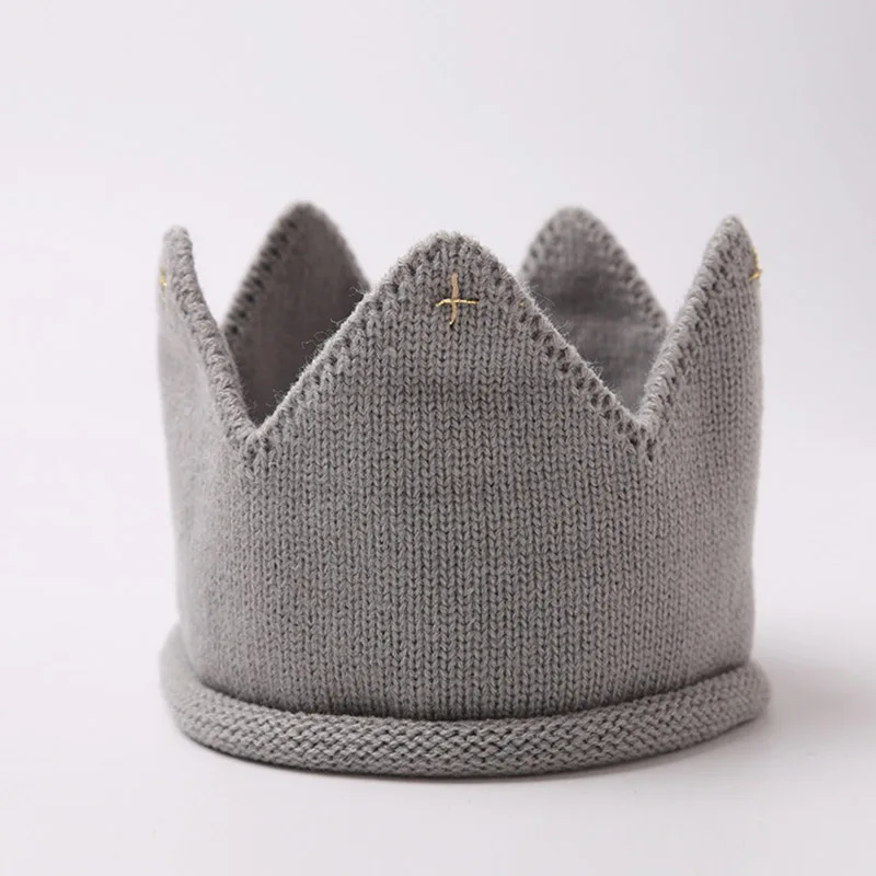 style1 Grey Детская шапка с короной; реквизит для фотосессии; сезон осень-зима; вязаная шапка для новорожденных девочек и мальчиков; тюрбан; шапка для малышей; Casquette Enfant - Цвет: style1 Grey