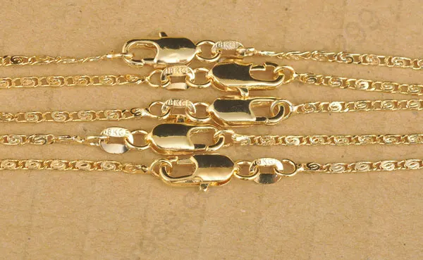 

Free Fast Shipping 5PCS Lot 20" Yellow Gold Jewelry Findings Flat S Link Necklaces Chain For Pendant Stamp