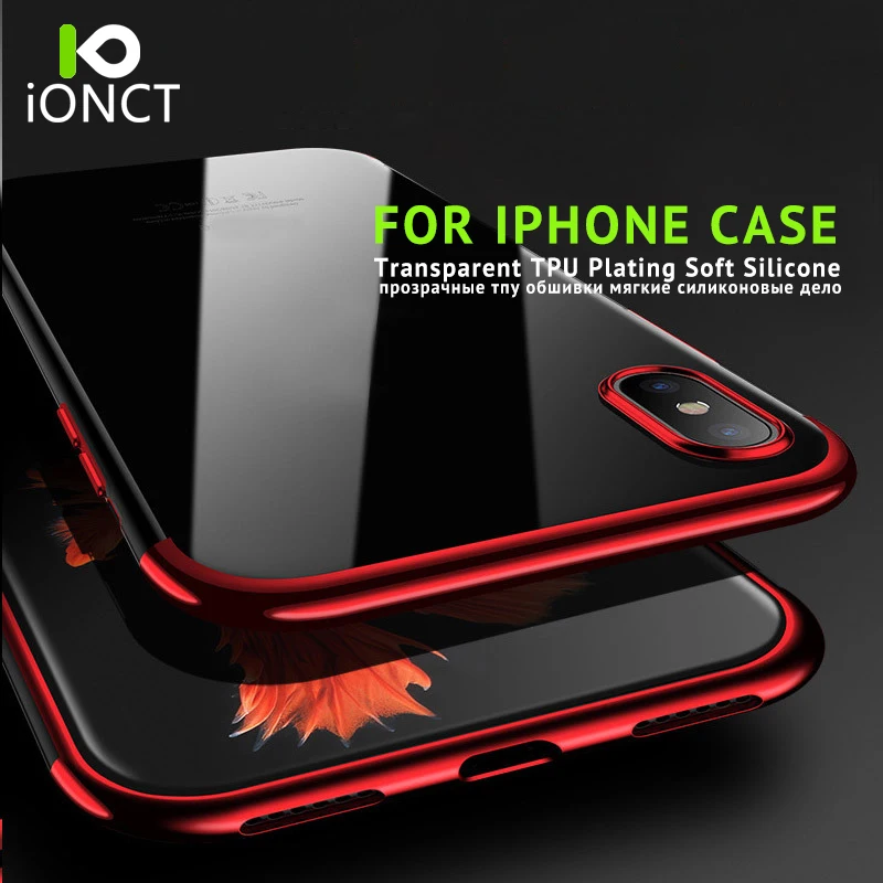iONCT TPU Plating Phone Case For iPhone 6 7 8 X Cover Coque 6s Plus Luxury Transparent Cases Silicone Capa |