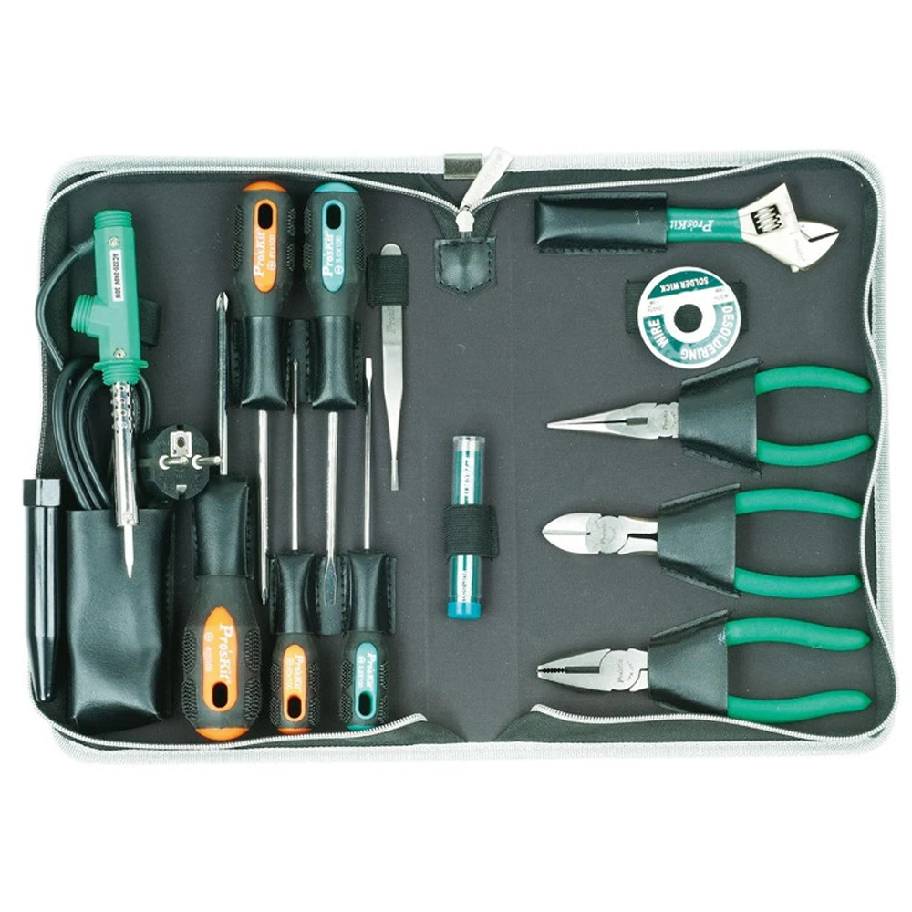 Pro'skit PK-2086B ремонт электроприборов набор инструментов плоскогубцы отвертка Электрический паяльник электронный набор обслуживания