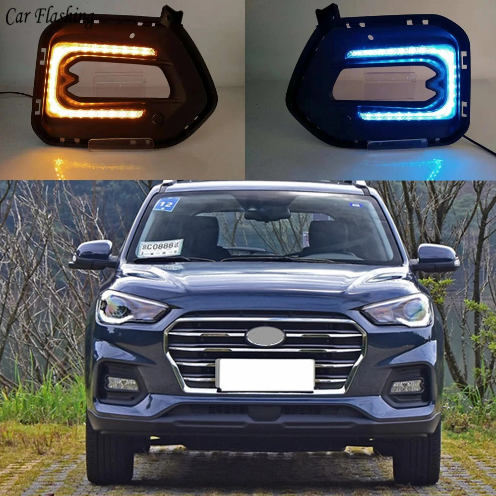 Автомобильная проблесковая 2 шт. для Hyundai IX35 2018 2019 течет отложным воротником
