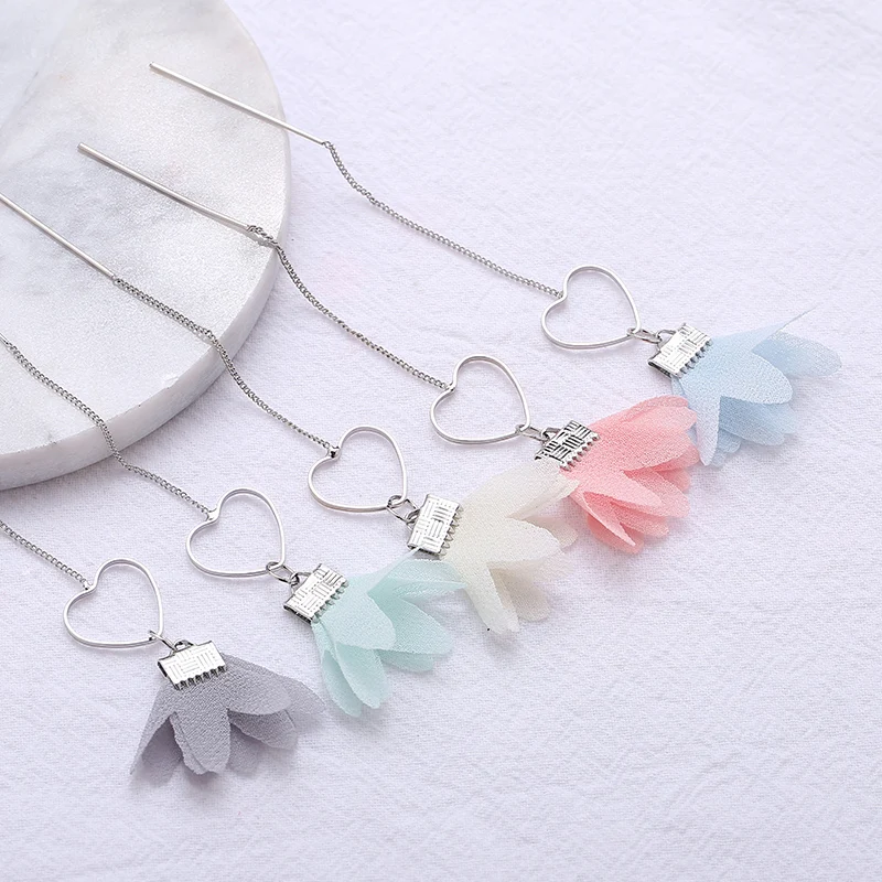 Женские длинные серьги Boucle D'oreille Femme с подвесками в виде цветка