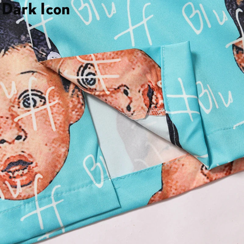 Dark Icon Funny Boy Full Printing Men’s Shirts Turn-Down Collar Autumn Hawaiian Long Sleeve Streetwear Clothing | Мужская одежда