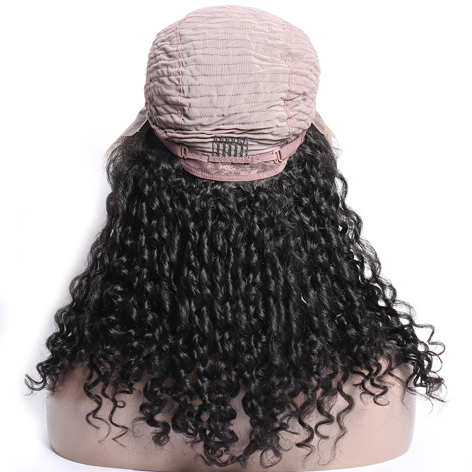 Малайзии вьющиеся волосы Синтетические на кружеве человеческих волос парики 180%