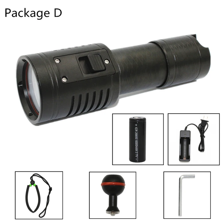 Package D Высокое качество 4100LM 4x XP-G2+ 2x синий светодиодный фонарик для фотосъемки видео Дайвинг фонарик Белый Синий свет лампы - Испускаемый цвет: Package D