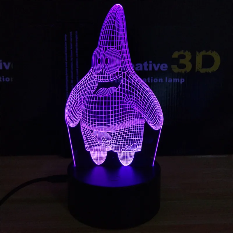 3d-лампа в виде Патрика звезды романтический акриловый Настольный светильник с