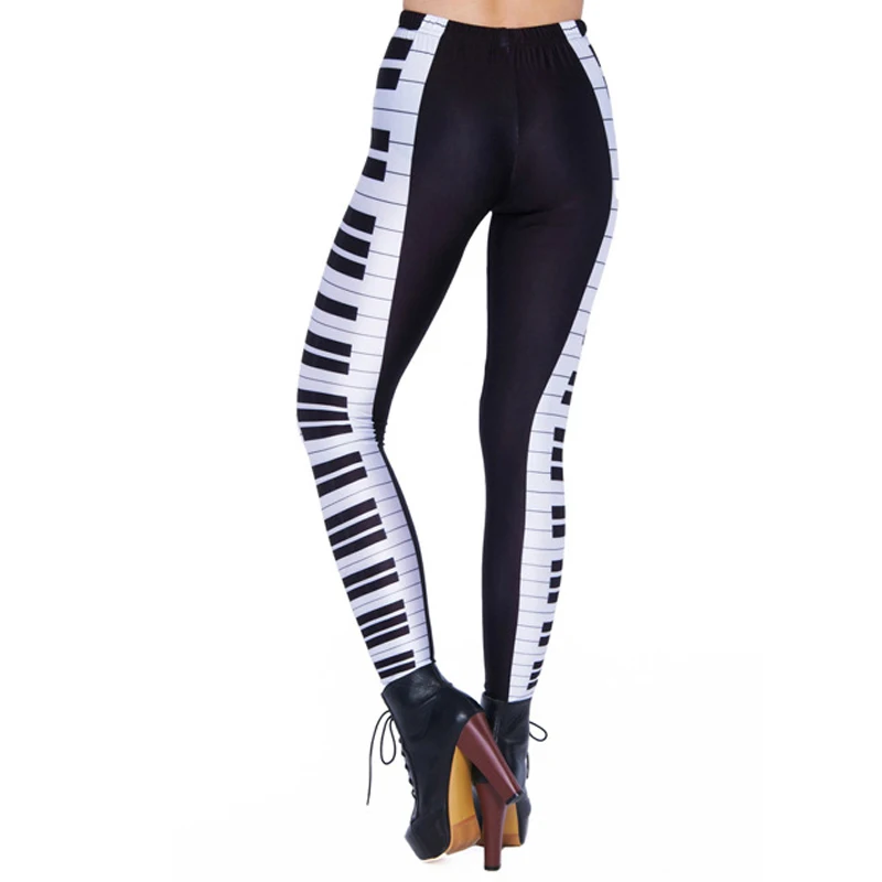 Palicy 3D Print Leggings Women High Waist Slim Workout Steampunk Leggings Black White Casual High Elasticity Trousers