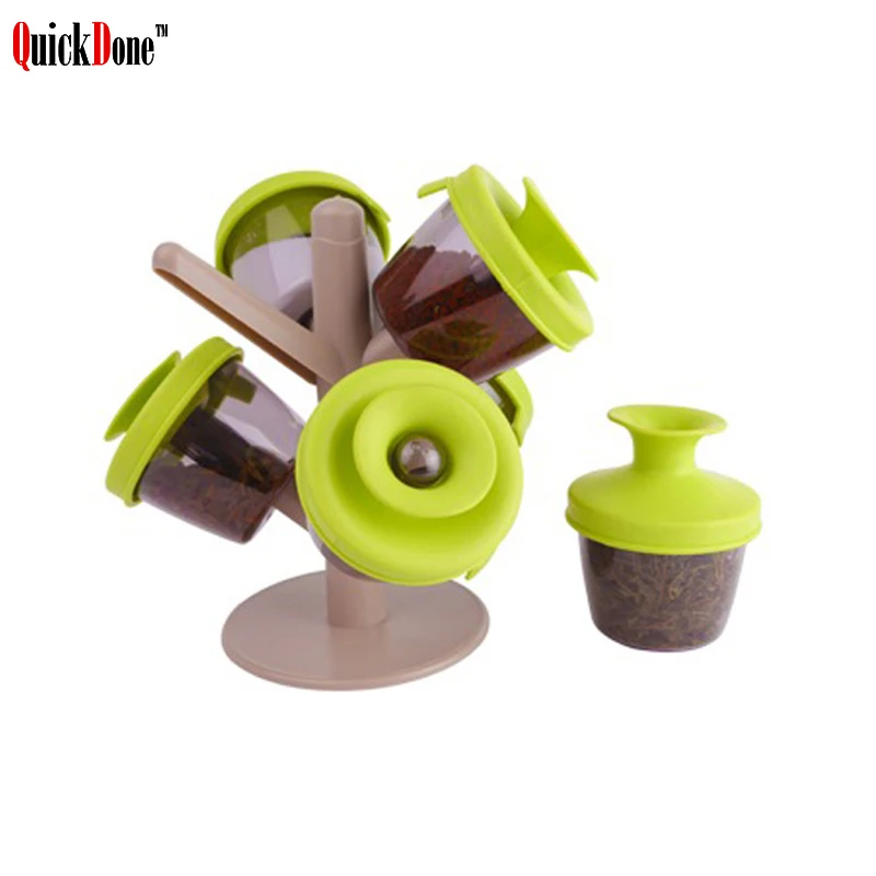 QuickDone 6 шт. специй перец шейкер бутылка стеллаж для хранения организатор дерево