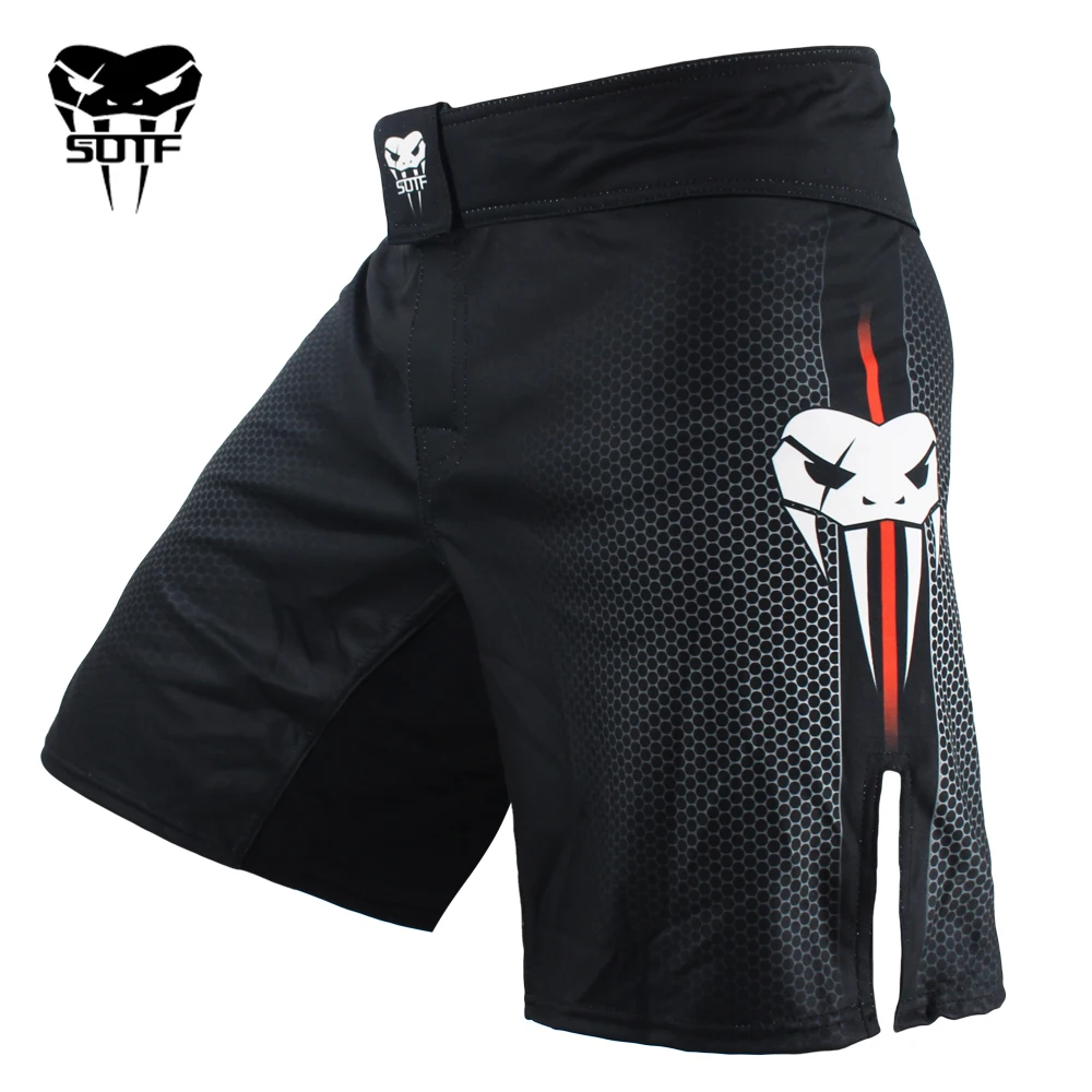 Фото SOTF mma взрослые веномус Змея Мужчины Женщины Геометрические боксерские шорты Тигр Муай Тай ММА шорты Женская драка шорты Санда №2