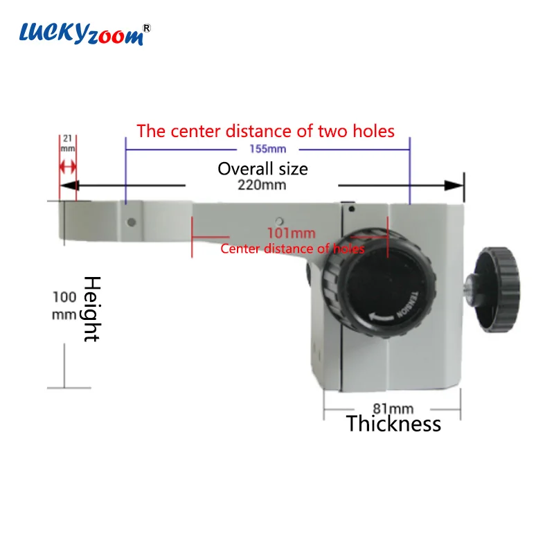 Luckyzoom A1 металлический Стерео Зум-микроскоп с регулировкой микроскопа Держатель головки 76 мм стойка Арбор для тринокуляров